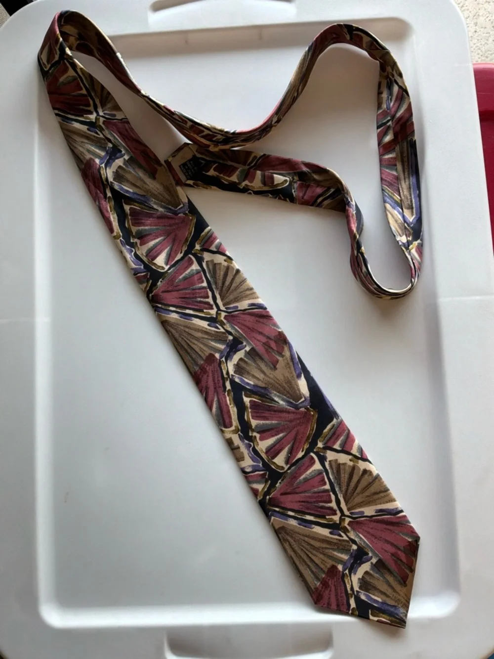 Vintage Christian Dior Silk Tie graphic 80’s 90’s black burgundy pink green